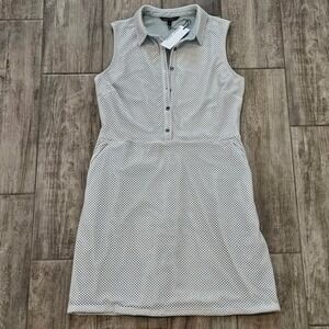DAGNY SCOUT Golf Dress Womens Large Sleeveless Mesh Polo Blue Button Front NEW